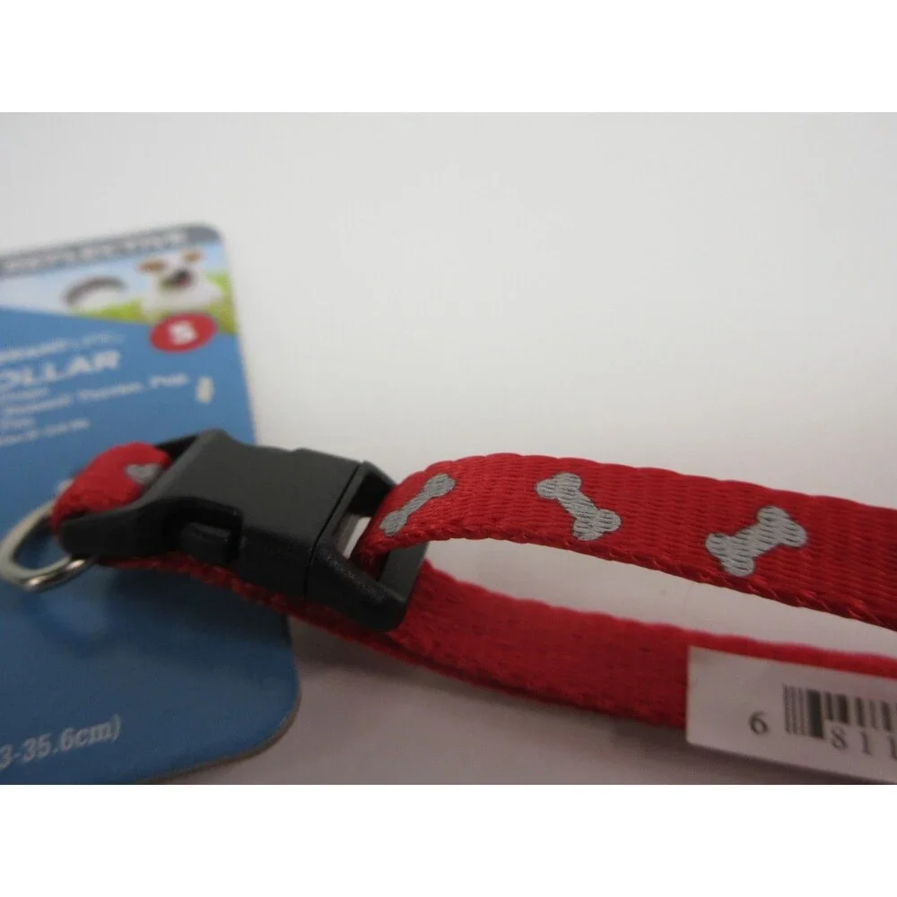 Vibrant Life Dog Collar Small Red Reflective Adjustable Polyester 8